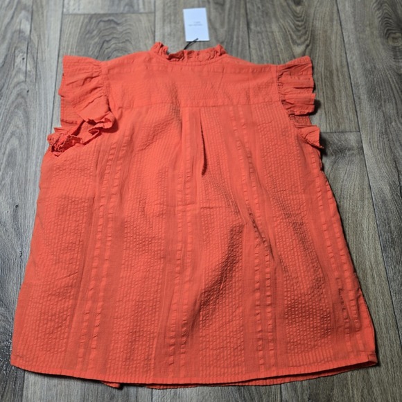 THML The Norah Embroidered‎ Button Down Shirt Womens Large Orange NWOT - Picture 7 of 10